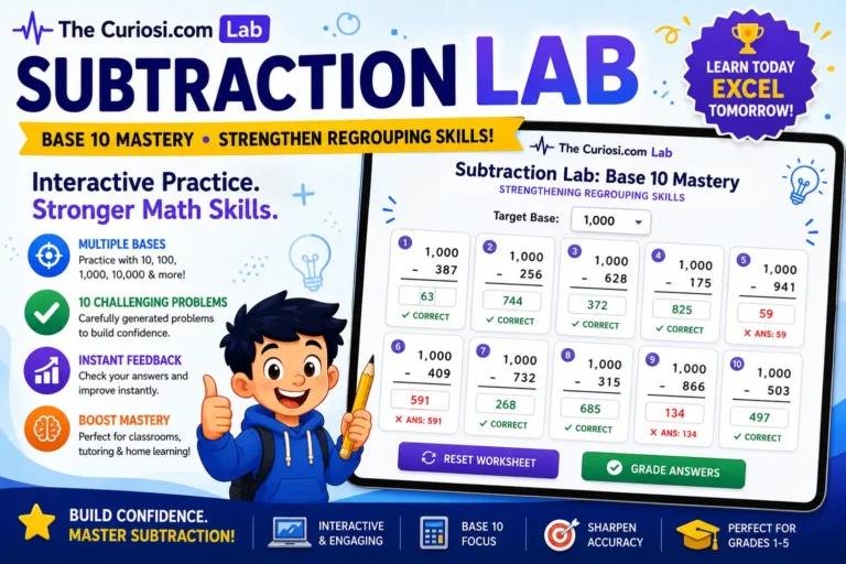 subtraction lab: Base 10 mastery