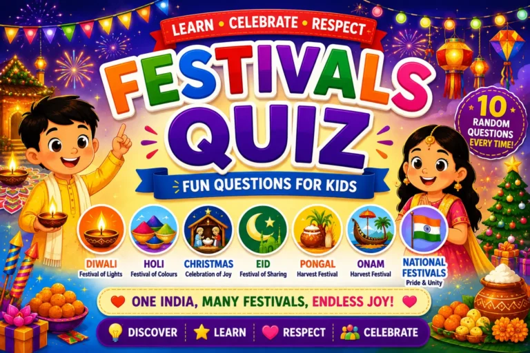 Fesativals quiz for kids