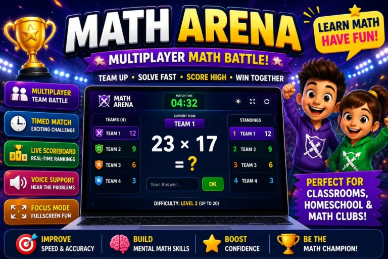 Math Arena – Interactive Multiplayer Multiplication Game for Classrooms