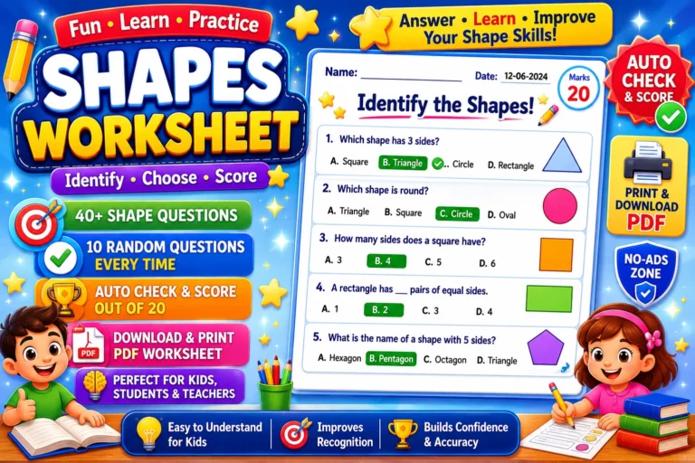 Shapes Worksheet generator