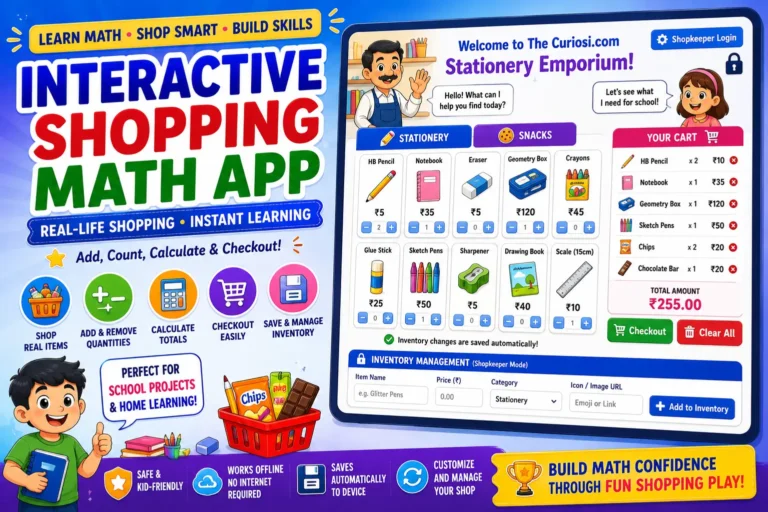 Interactive Shopping Math Simulator for Kids