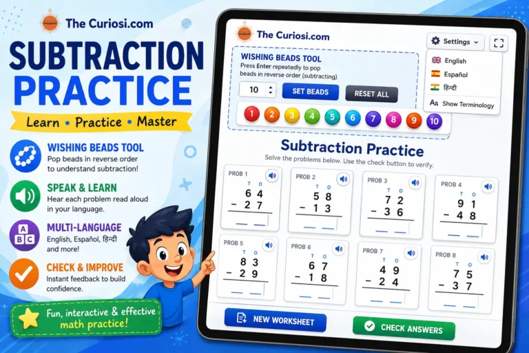 Interactive Subtraction Worksheet Generator