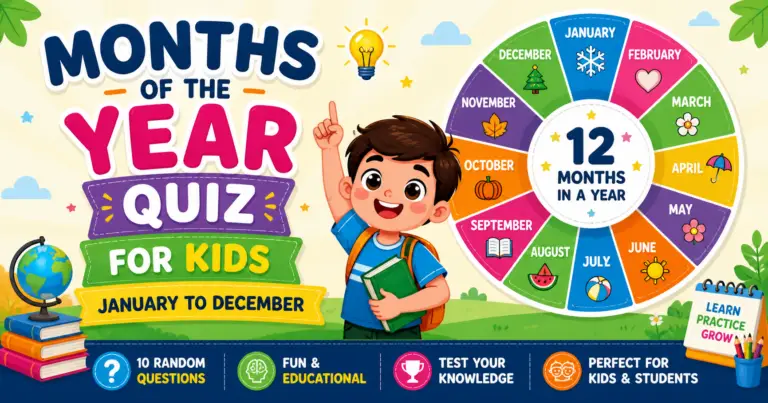 Months of the Year Quiz for Kids January to December